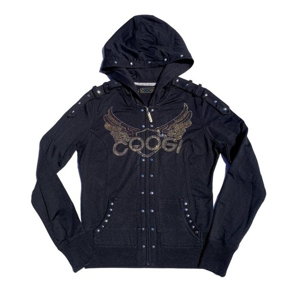 Coogi Women's Hoodie Black Stud Medium Authentic - Picture 1 of 9